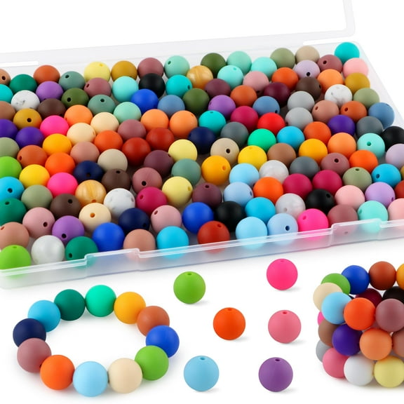 Silicone Beads 150Pcs, 15mm Mix Color Bulk Beads, for Keychain, Pens, Bracelet Making, DIY Crafts, Multicolor