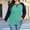 Light Blue, variant on Women's Chest Print Top Casual Chest Print Solid Color Round Neck Pullover Loose Long Sleeved Raglan Top Plus Size Purple