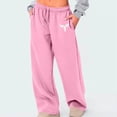 thumbnail image 2 of IWRICH Casual Pants for Women Wide Leg Elastic Waist Drawstring Trousers Workout Joggers Pants with Pockets Pink L, 2 of 4
