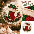 thumbnail image 4 of Diamond Art Christmas Ornaments with 8 Inch Scallop Edged Clear Acrylic Base Featuring Pearl Beaded Stocking Motif, Festive Christmas Tree Decorations for Holiday Home Window, 4 of 8