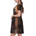 thumbnail image 2 of Disketp Steampunk Cowboy Cat para Vestido de Manga Corta para Mujeres, Vestidos de Verano para Mujeres, Casual y Holgado para la Playa, 2 of 6