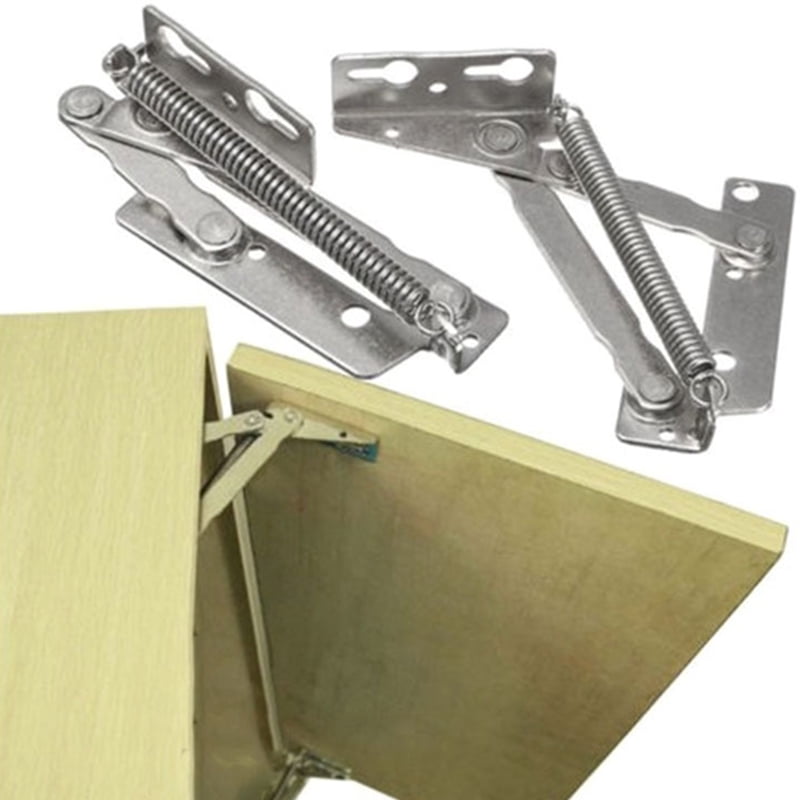 2pcs 80 Degree Metal Sprung Hinges Cabinet Door Lift Up Stay Flap Top
