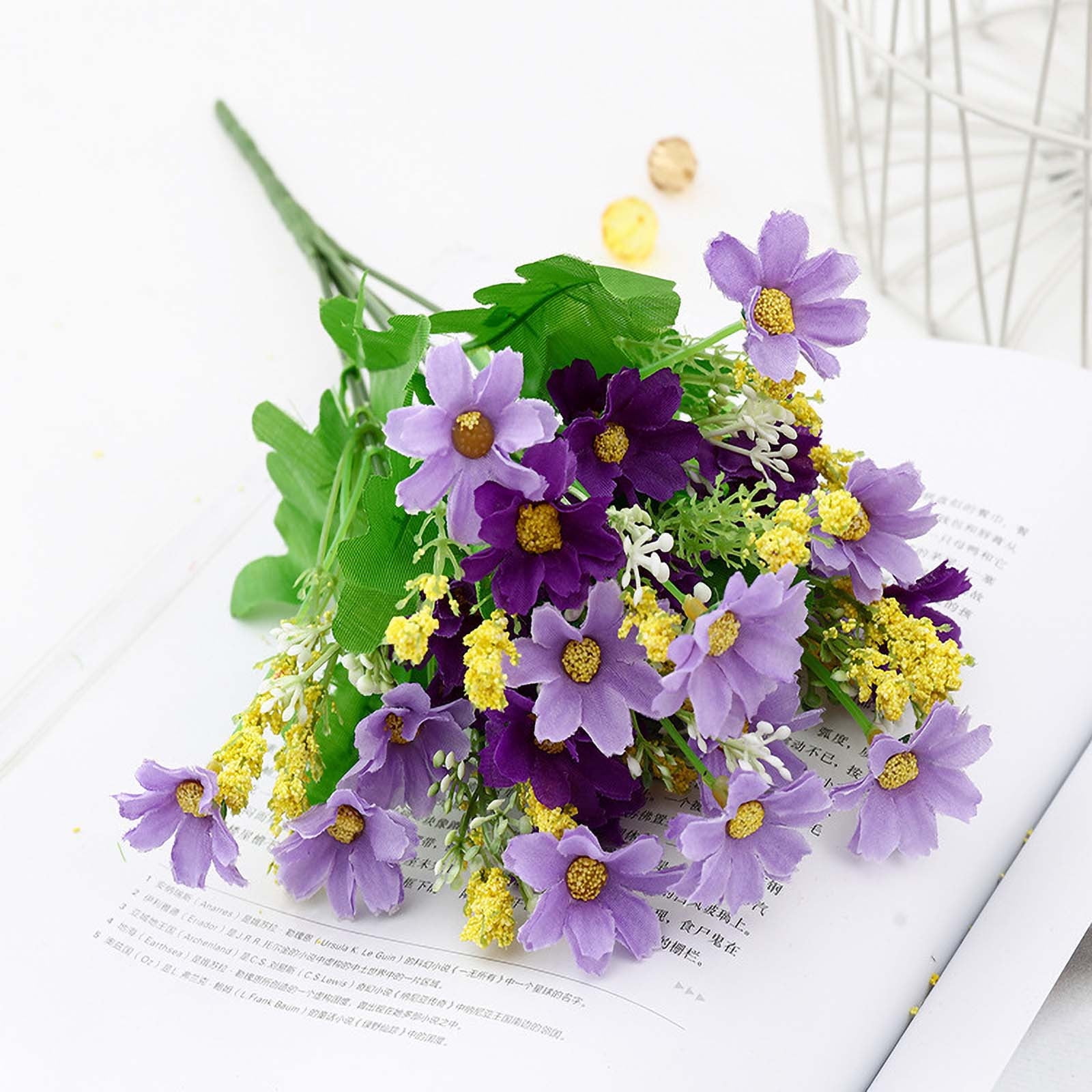 JoyMoreHome 28 Bundles Artificial Flowers for Outdoors Decorations, Fake Flowers Artificial Plants Outdoor, Colorful Daisy Eucalyptus for Garden Patio Porch Home Indoor Outdoor Decor