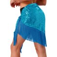thumbnail image 2 of HULIJA Women's Belly Dance Hip Scarf Glittery Sequin Fringe Triangle Short Skirt Latin Jazz Dance Skirts Sky Blue One Size, 2 of 2