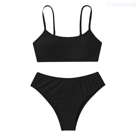 Lixiuxyad Girls Multi Color Strapless Swimsuit Little Cute Bikini For Big Kids Sport Outfits,2 Piece Swimwear Sets Sizes 9-11 Years Black