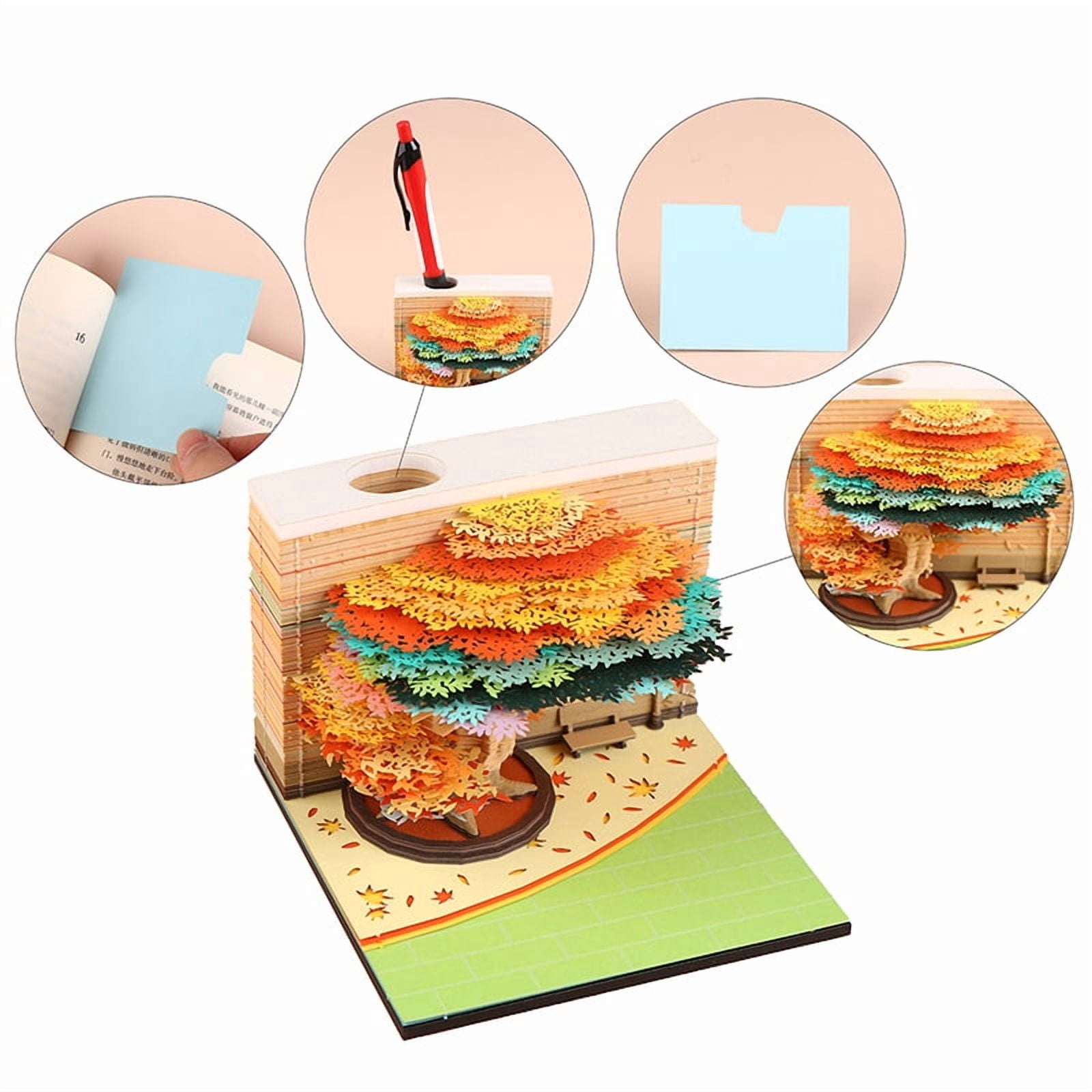 Time Piece Calendar 2026 Desk Calendar With LED Light 3D Tear-away Calendar Paper Carving Art Pad Notepad Gift Christmas