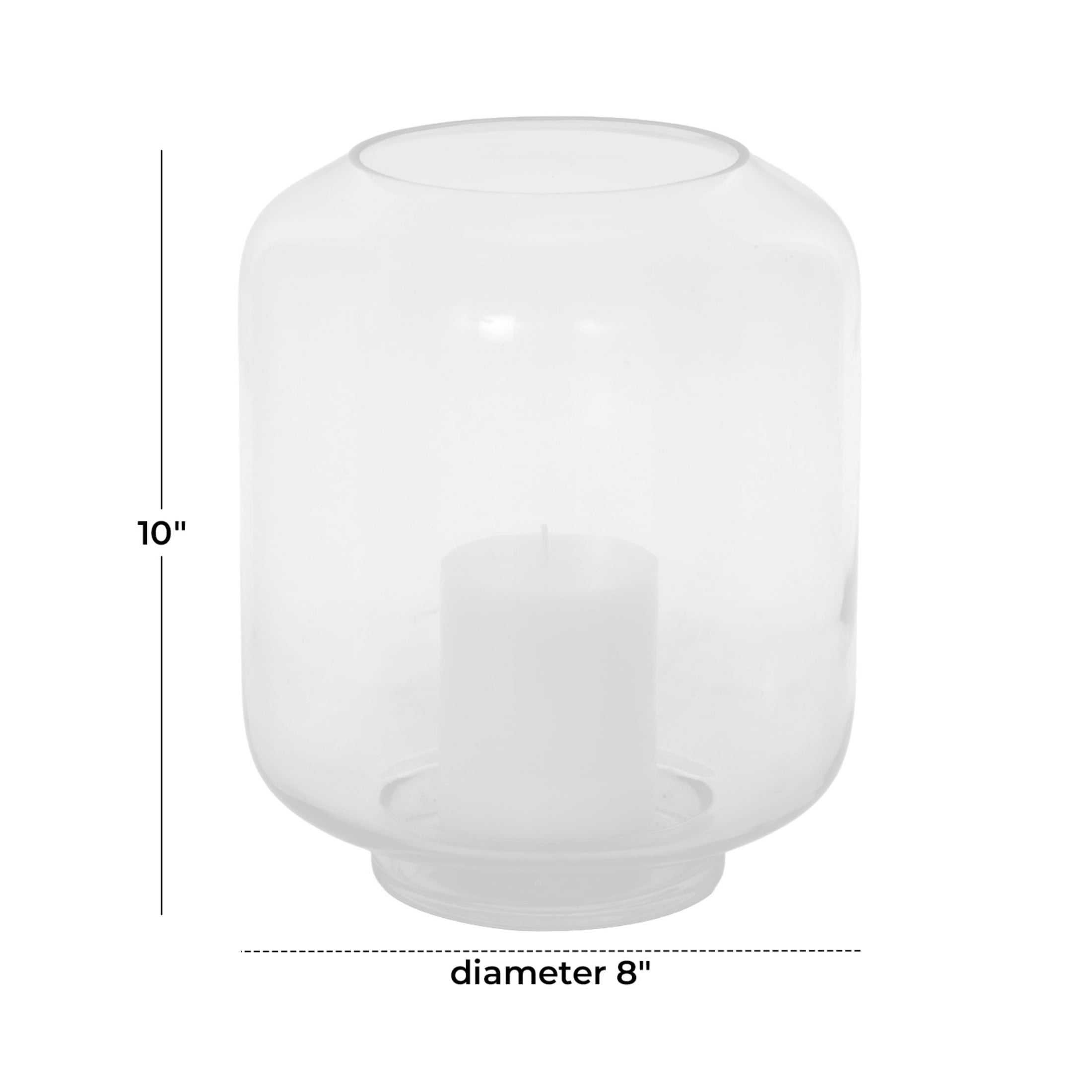 DecMode Glass Wide Hurricane Lamp with Elevated Base