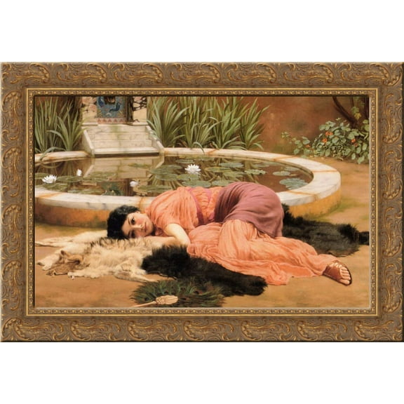 Dolce Far Niente 24x18 Gold Ornate Wood Framed Canvas Art by John William Godward