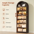 thumbnail image 4 of 79.4" Tall Arched Cabinet Set of 2, Modern 7-Tier Bookshelf with RGB Light and Adjustable Shelf for Living Room, Kitchen, Home Office, Brown, 4 of 10