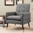 thumbnail image 4 of Gymax 2 Pieces Accent Chair Upholstered Armchair w/ Tufted Back & Metal Legs Gray, 4 of 10