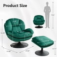 thumbnail image 2 of ﻿ LUCKHAO  Swivel Velvet Accent Chair with Ottoman ,Comfy Single Leisure Chair with Metal Base & Footrest , 360 Swiveling Armchair , Reading Chairs, 2 of 8