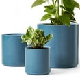 thumbnail image 3 of BEMAY Ceramic Flower Pots, Pack of 3 Plant Pots, 10+8+6" Indoor Planters with Drainage Hole&Plug for Home/Patio Decor, Reactive Glaze Blue, 3 of 11
