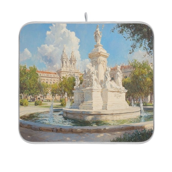 BZSMCE Dish Drying Mat White Marble Monument Design Drying Mats