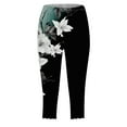 thumbnail image 4 of GHSOHS Leggings for Women Yoga Pants Khakis Pants for Women Capri Leggings for Women Floral Print Cropped Leggings Knee Length Summer Workout Leggings Casual Comfy Cropped Yoga Pants Dress Capris,S, 4 of 5