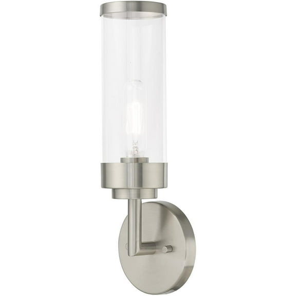 5.125 inch 1 Light Brushed Nickel ADA Wall Sconce with Clear Glass Shade