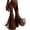*190-Brown, variant on Pants for Women Solid Color Retro Western Fringe Flare Pants Soft Suede Texture Mid Waist Bell Bottom All Season Vacation Party Daily