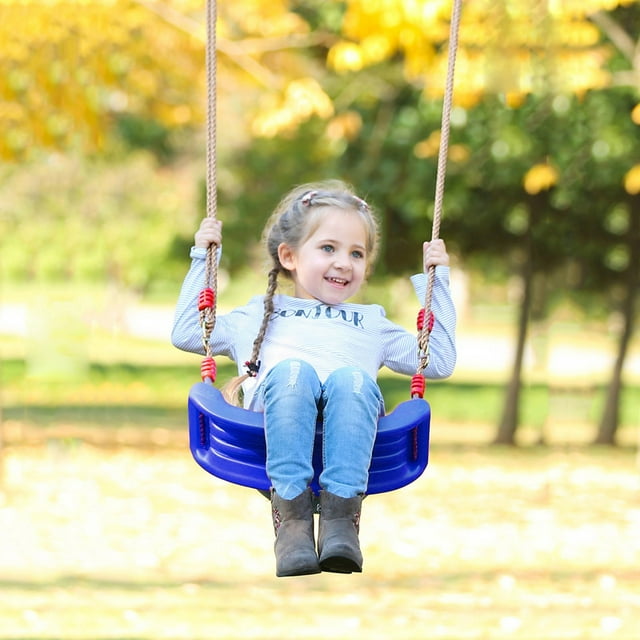 Asiento de columpio de plástico PE con cuerda ajustable Asiento de columpio de árbol para niños Interior al aire libre Wmkox8yii shdjk3355