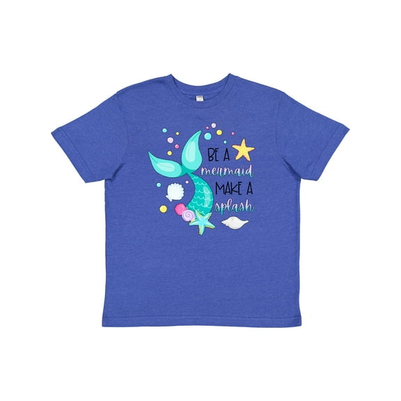 Inktastic Be a Mermaid Make a Splash Blue Mermaid Tail Youth T-Shirt