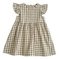thumbnail image 4 of Girls Summer New Plaid Flutter Sleeve Dress Sweet Cute Princess Tulle Skirt Kids Birthday Party Holiday Casual Outfit,Black,90, 4 of 7