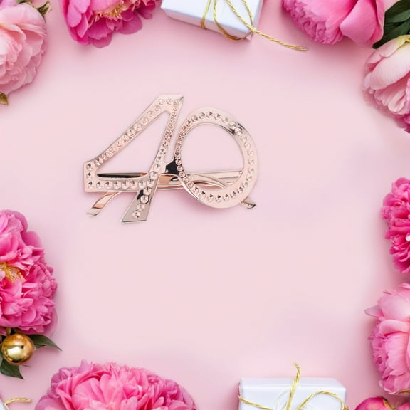 Tineasur Rose 40th Birthday Glasses Fun Photo Prop for Adults ABS Party Accessory