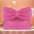 thumbnail image 3 of Yucurem Women Straw Evening Bag With Bow Weaving Clutch Bag Ladies Daily Bag (Rose Red) Casual straw bag (Rose Red), 3 of 5