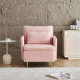 thumbnail image 4 of Modern Accent Chair, Comfy Sherpa Upholstered Armchair with Solid Wood Frame & Metal Legs, Single Reading Sofa Chair for Living Room Bedroom Waiting Room Office, Pink, 4 of 8