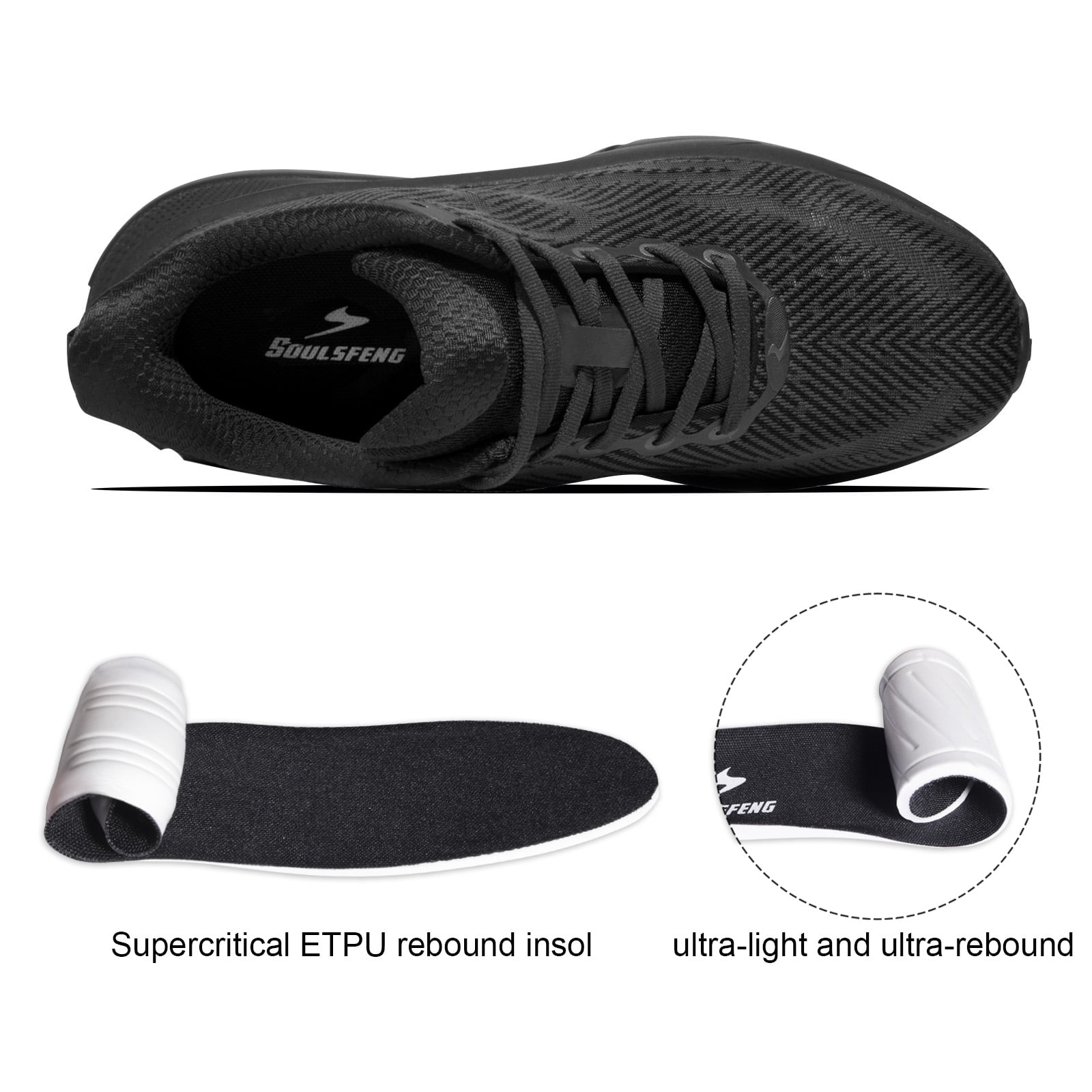 Men’s Lightweight Running Shoes Women's Stylish Athletic Sneakers for Walking Workout Gym Tennis Cross-Training Black Size 6.5