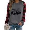 thumbnail image 3 of Sudadera de moda Gibobby con estampado navideño para mujer Top a cuadros negro L, 3 of 5