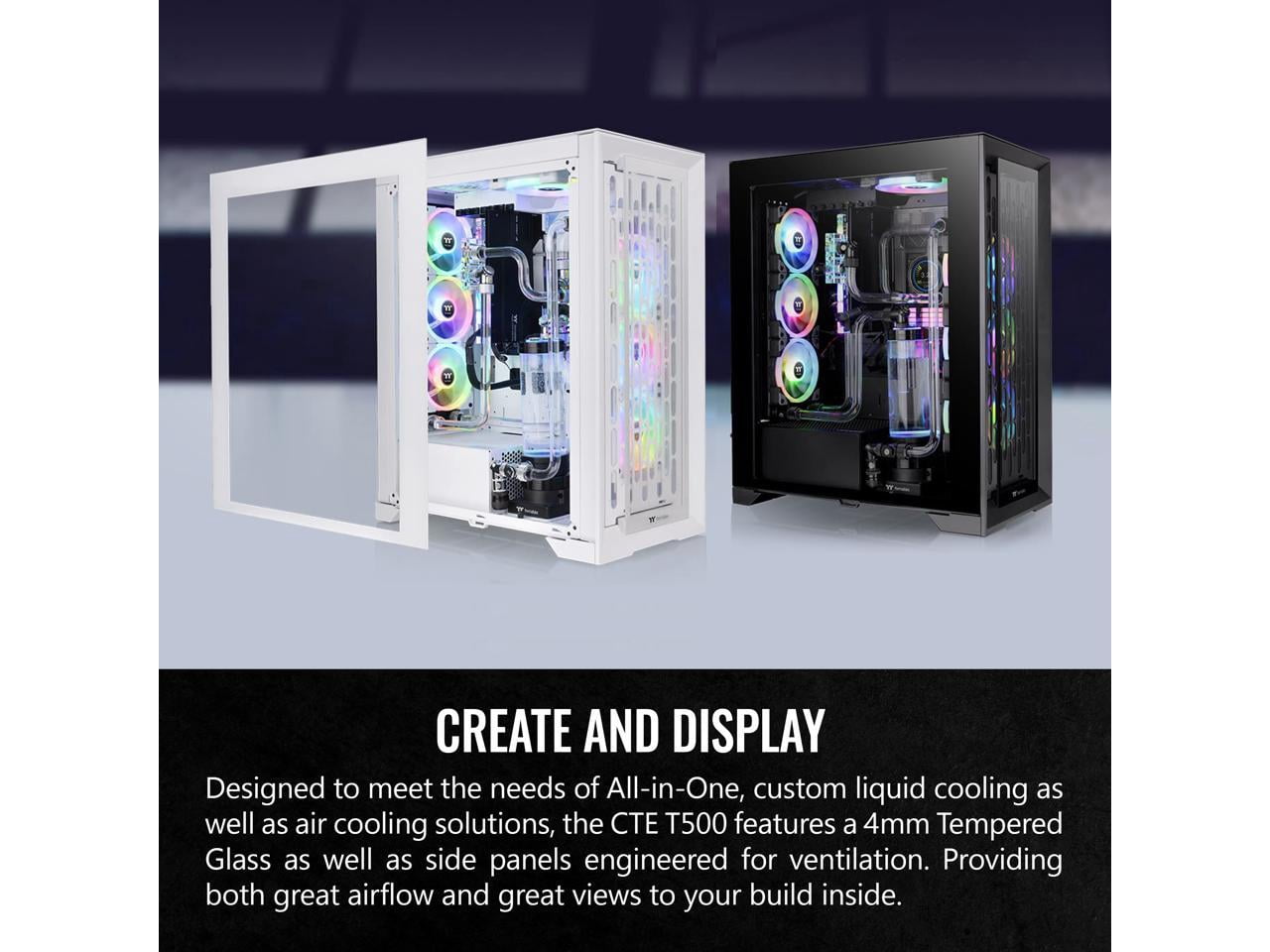 Thermaltake CTE T500 TG ARGB Snow E-ATX Full Tower with Centralized Thermal Efficiency Design; 3x140mm White CT140 ARGB Fans Pre-Installed; Tempered Glass Front & Side Panel; CA-1X8-00F6WN-01; White