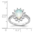 thumbnail image 4 of White Sterling Silver Ring Band with Stones Cubic Zirconia CZ Opal, Lab Created Phenomena, 4 of 4
