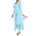 thumbnail image 1 of Zhanying Ensembles en Tricot Deux Pièces Femme Automne Tendance Décontracté Robe Longue à Manches Longues Col Rond Haut Fendu en Tricot Côtelé Doux et Pantalon Bleu P, 1 of 5