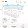 thumbnail image 2 of Corner Bed Frame Full Size with 6 Storage Drawers, Charging Station & RGB Led Lights, Metal Daybed with Upholstered Guardrail and Storage Shelves, Full Platform Bed Frame for Teens/Adult, White, 2 of 5