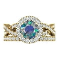 thumbnail image 2 of 1.92 ct Brilliant Round Cut Blue Moissanite 18K Yellow Gold Halo Solitaire with Accents Engagement Bridal Wedding Ring Band Set size 6, 2 of 7
