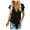 Black, variant on QWERTY Womens Summer Deep V Neck Button Down Front Tie Short Sleeve Casual Blouse for Women Size M