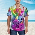 thumbnail image 2 of Yiaed Colorful Glitter Dagon Fruit Print Hawaiian Shirt for Men Short Sleeve Button Down Shirts Beach Shirts for Men,Medium, 2 of 7