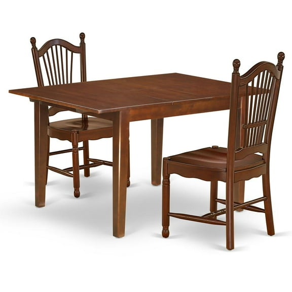 East West Furniture Dining Room Set Mahogany, MLDO3-MAH-W
