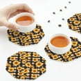 thumbnail image 7 of Pofeuu Vintage Black White Plaid Sunflowe Print Leather Coasters Set of 6, Round Cups Mugs Mat Pad for Home Kitchen Heat Resistant Drink Coasters,Octagon, 7 of 7