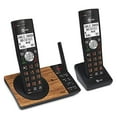 thumbnail image 2 of AT&T CL DECT 6.0 2-Handset Cordless Phone for Home with Answering Machine, Blocking, Caller ID Announcer, Intercom and Long Range, Black & Wood Grain Finish Black/Wood Grain Finish 2 Handsets Phone, 2 of 16