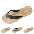 thumbnail image 4 of Women's Braided Strap Flat Flip Flops Open Toe Casual Summer Footwear Beige 37, 4 of 9