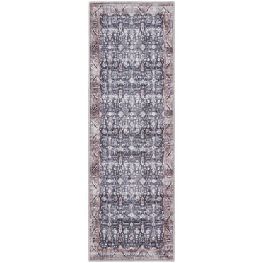 HomeRoots 6' Blue And Ivory Oriental Power Loom Distressed Washable Non Skid Runner Rug