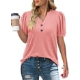 thumbnail image 2 of ONLYSHE Womens Summer Cute Henley Tunic Tops Short Sleeve Casual Loose Fit V-Neck T Shirts Blouse, 2 of 5
