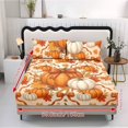 thumbnail image 5 of Garronmavis Autumn Pumpkin Bow Twin Size Bedding Set, 2 Pillow Shams & 1 Deep Pocket Fitted Sheet, Fall Maple Leaf Acorn Print Soft Breathable Bed Cover, 152cm*203cm, 5 of 7