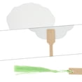 thumbnail image 3 of Unique Bargains 1 Pc Portable Double-Sided Long Handle Round Lily Folding Fan Xuan Paper Bamboo White [Double-Sided Long Handle Round Lily], 3 of 5