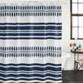 thumbnail image 3 of Navy Blue Striped Waterproof Fabric Shower Curtain,Farmhouse Geometric Stripe Waterproof Fabric Shower Curtain for Bathroom Curtains Bathtubs Hotel Shower Curtains with 12 Hooks Extra Long 72x84, 3 of 8