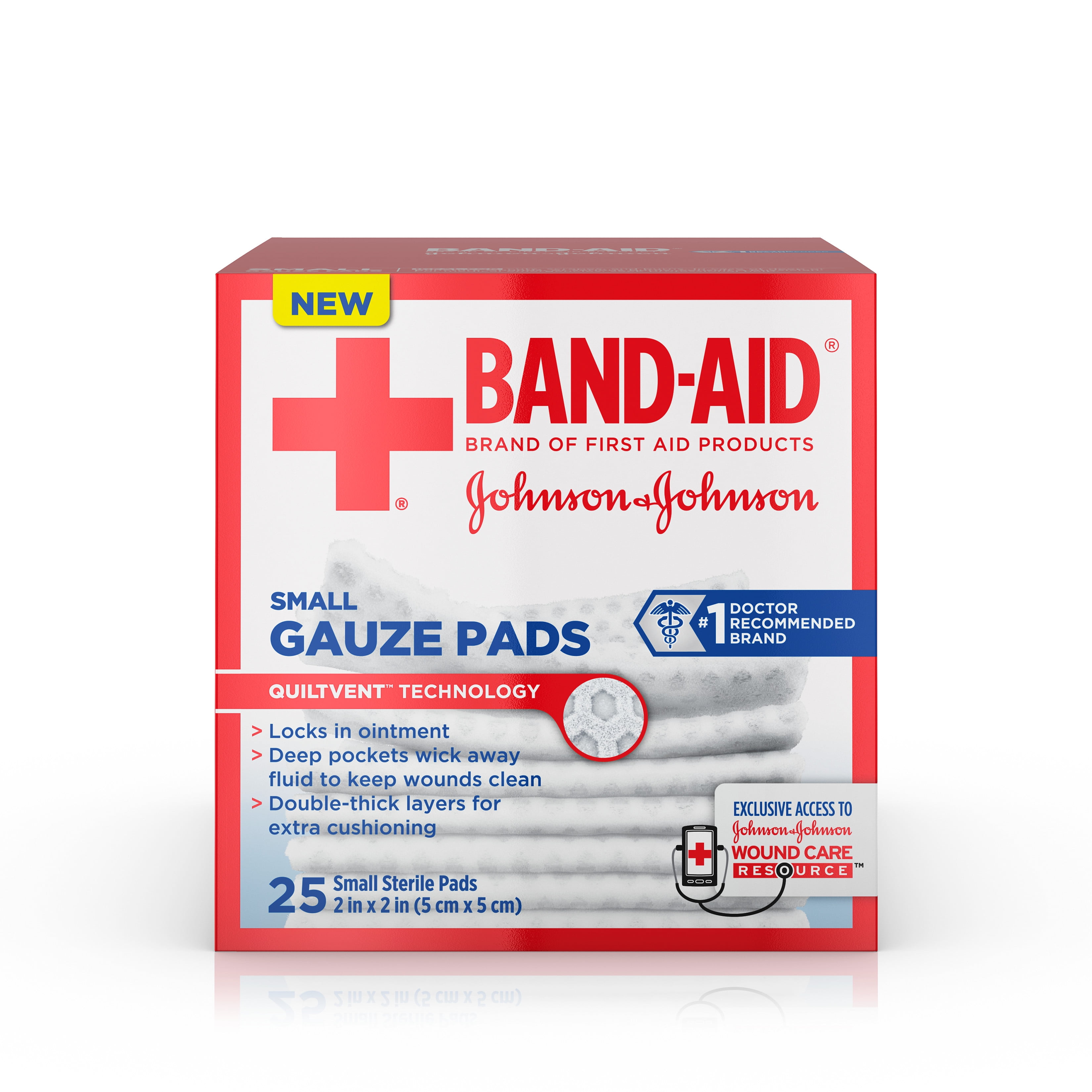 BandAid Brand Sterile Gauze Pads, Small, 2 in x 2 in, 25 ct