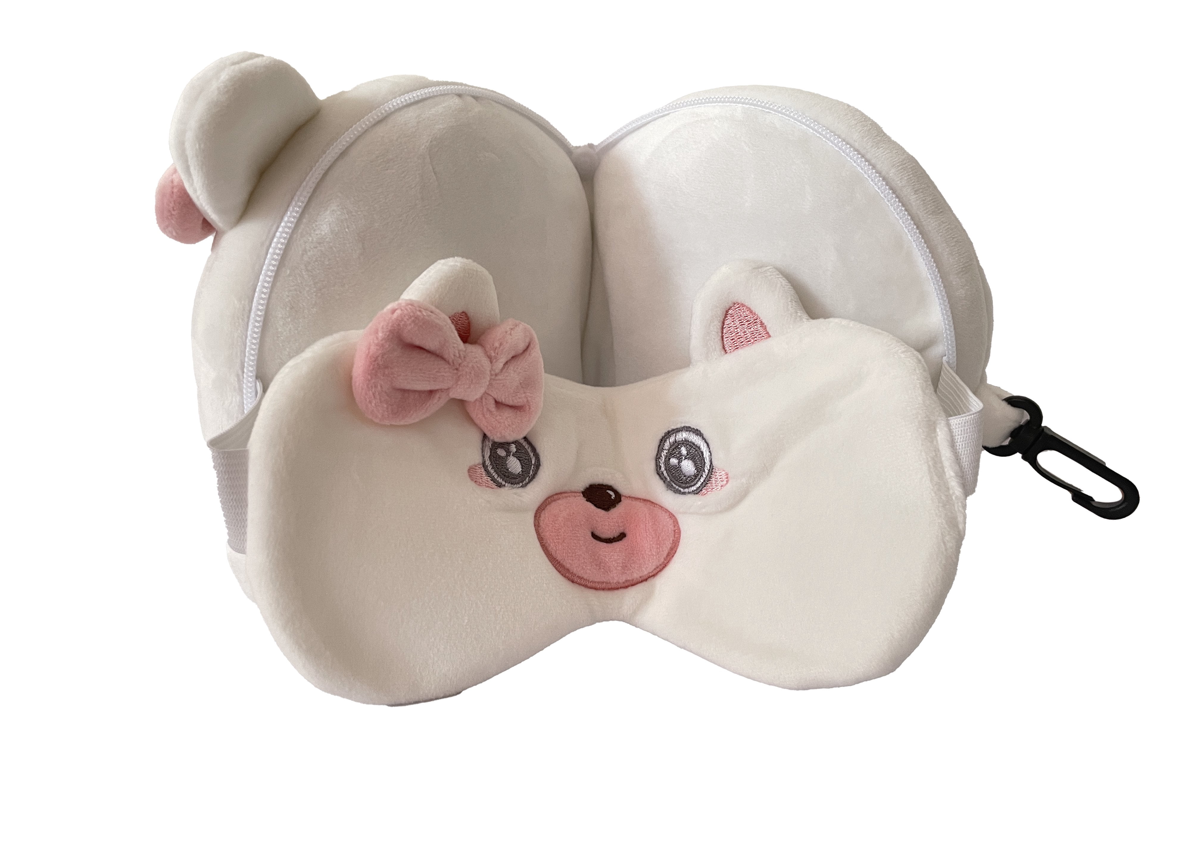 2-in-1 Travel Pillow and Eye Mask Animal Plush Soft Eye Mask Blindfold for Sleeping, Nights and Travel