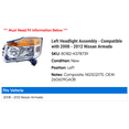 thumbnail image 2 of Left Headlight Assembly - Compatible with 2008 - 2012 Nissan Armada 2009 2010 2011, 2 of 2
