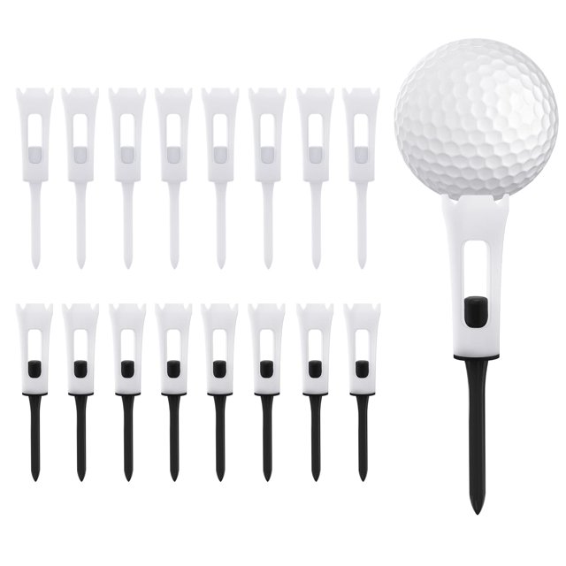 16 - Pack 4 - Prong 3 - 1/4" Plastic Golf Tees: Professional Performance with Low Resistance & Shock Absorbing Design(8white+8black)