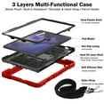 thumbnail image 2 of Dteck Screen Protector Case for Samsung Galaxy Tab A9 Plus 11-inch (X210,X215,X216),Heavy Duty Rotating Stand Rugged Rubber Case Shockproof PC Cover with Adjustable Hand/Shoulder Strap,Black+Red, 2 of 8