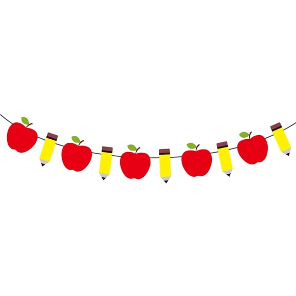 Back To School Banners, Pencil Apple Back-To-School Season Banners Hanging Garland Decoration for Preschool Elementary Classroom Home Party Supplies